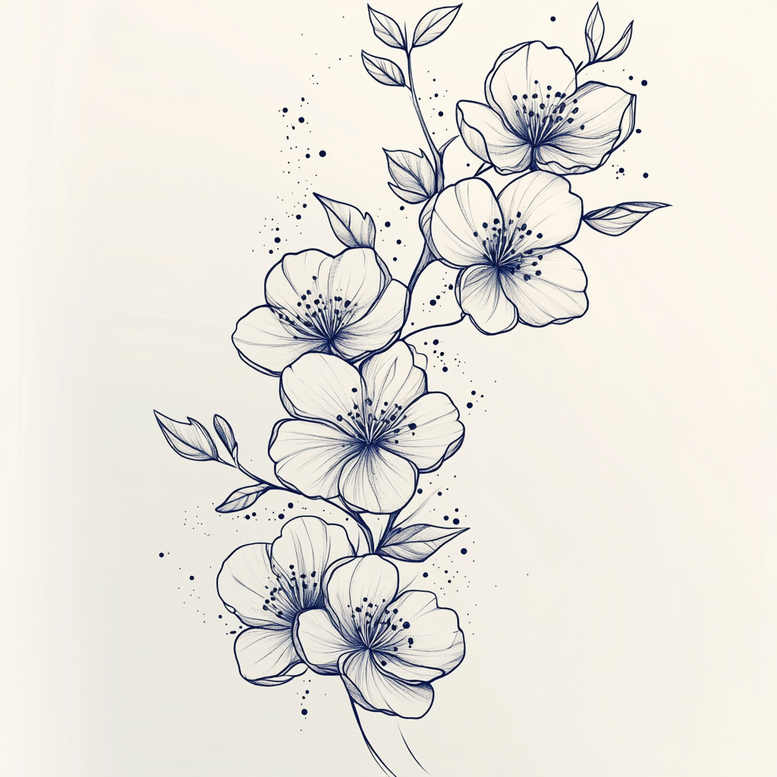Delikatne kwiaty - Free tattoo design ideas ai genereted - inkby.ai
