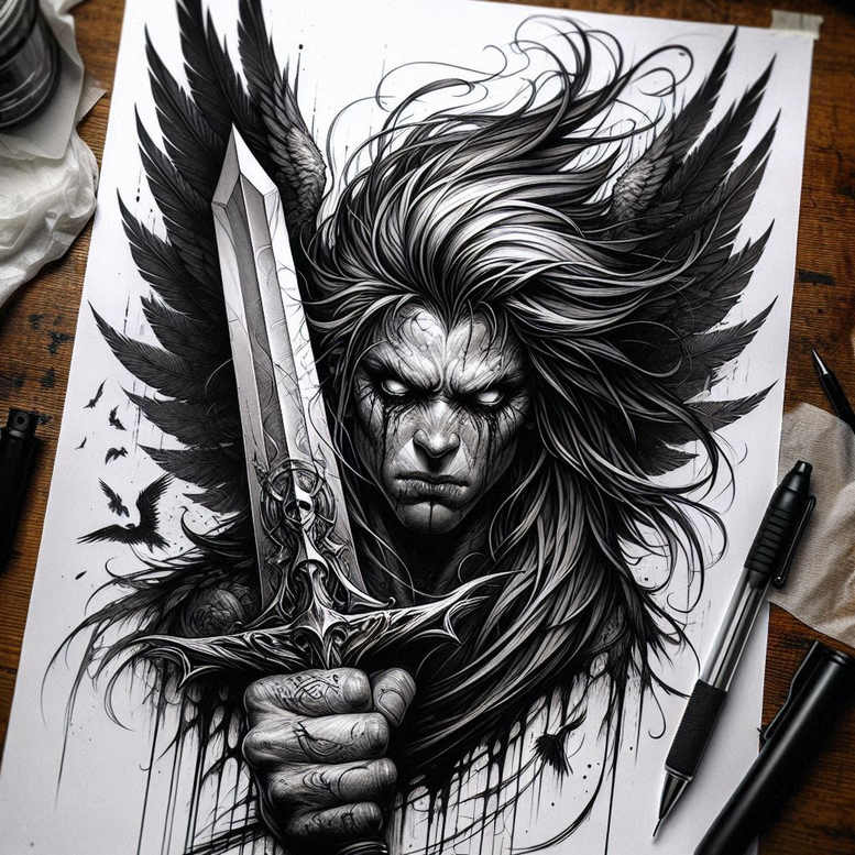 Anioły - Free tattoo design ideas ai genereted - inkby.ai