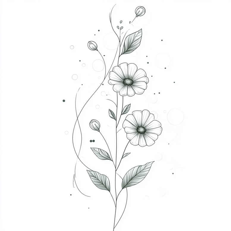 Delikatne kwiaty - Free tattoo design ideas ai genereted - inkby.ai