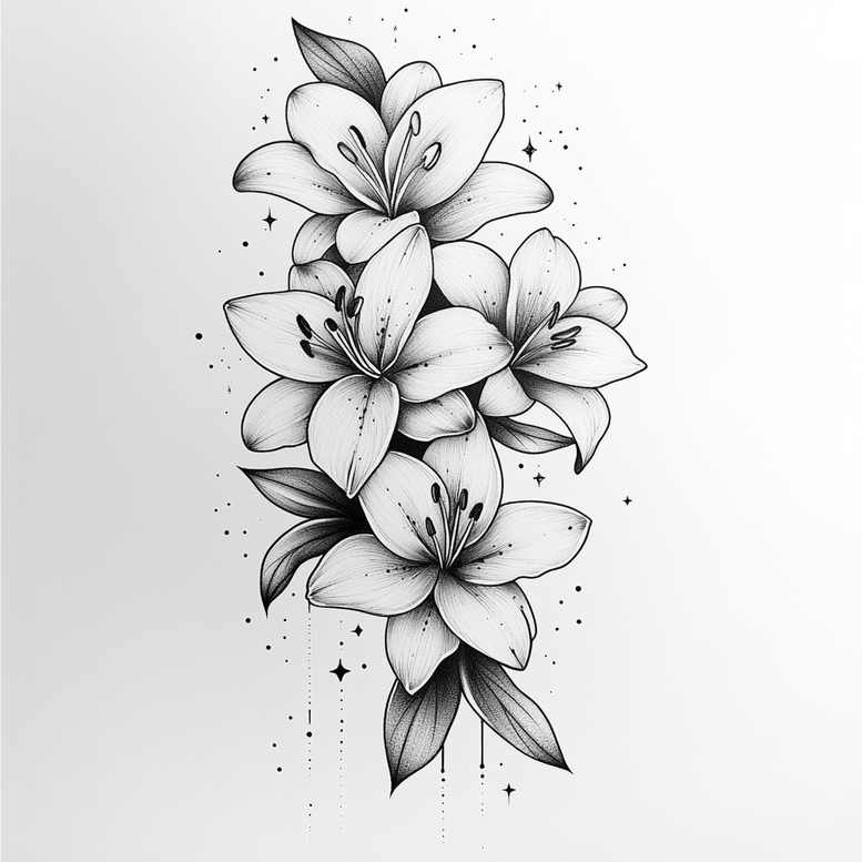 Delikatne kwiaty - Free tattoo design ideas ai genereted - inkby.ai