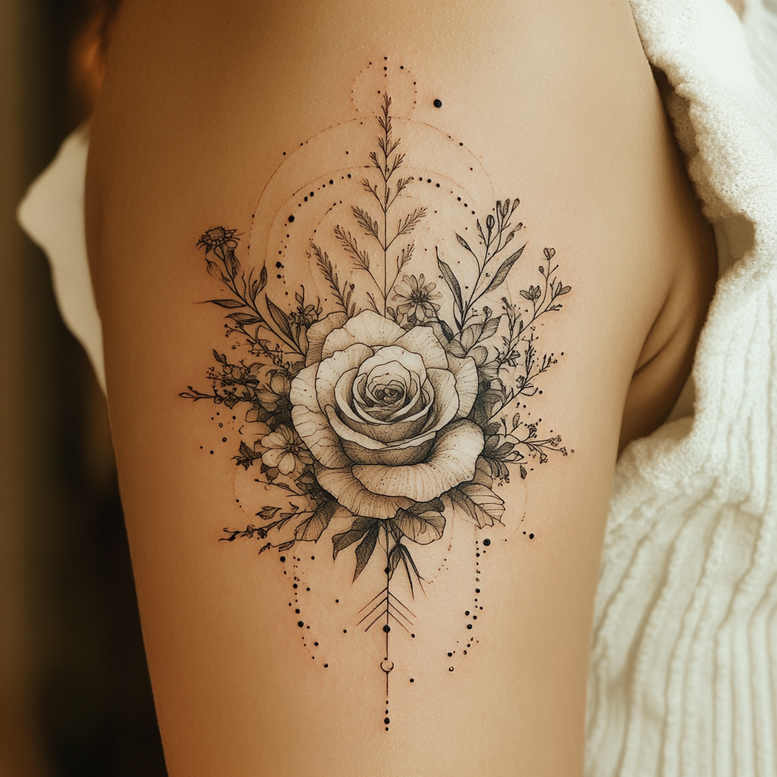Delikatne kwiaty - Free tattoo design ideas ai genereted - inkby.ai