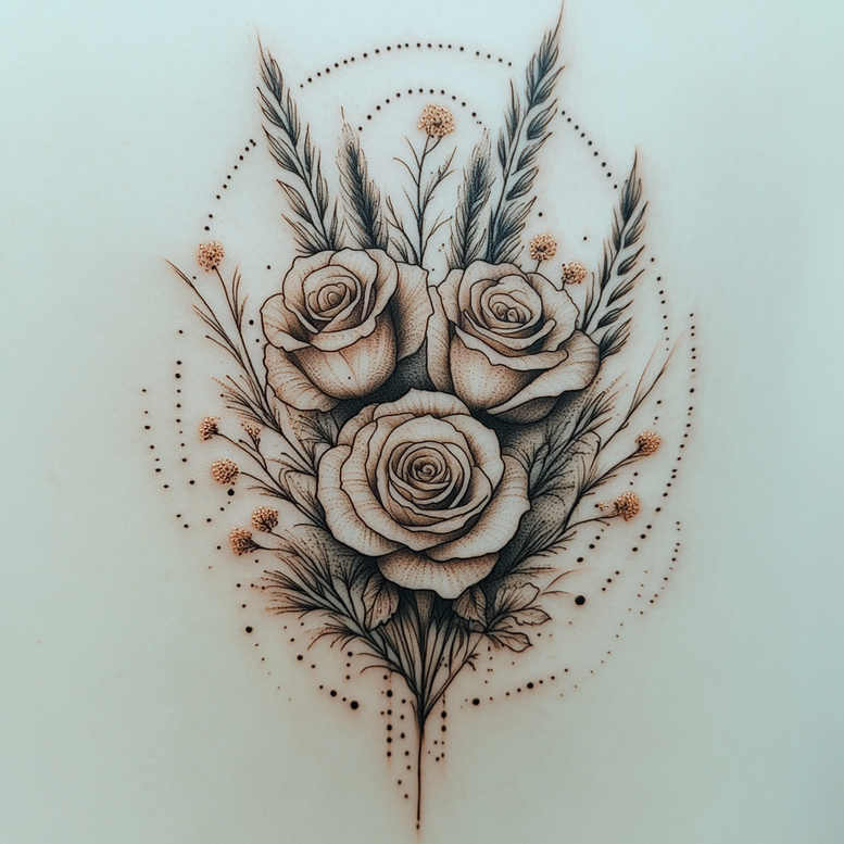 Delikatne kwiaty - Free tattoo design ideas ai genereted - inkby.ai