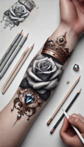 Korony i diamenty - Free tattoo design ideas ai genereted - inkby.ai