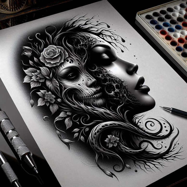 Twarze - Free tattoo design ideas ai genereted - inkby.ai