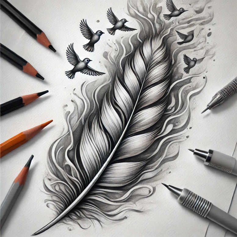Piórka - Free tattoo design ideas ai genereted - inkby.ai