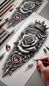 Korony i diamenty - Free tattoo design ideas ai genereted - inkby.ai