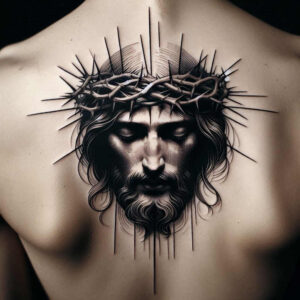 jesus-divine-light-tattoo – tattoo design ideas free ai generated – highlight-detail – for-upper-shoulder – Gallery: jesus-inkby-ai