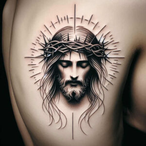 jesus-love-tattoo – tattoo design ideas free ai generated – delicate-highlight – for-foot – Gallery: jesus-inkby-ai
