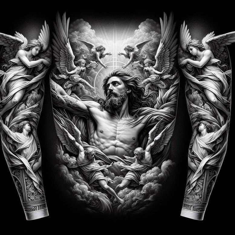 jesus-mercy-tattoo – tattoo design ideas free ai generated – smooth-gradients – for-wrist – Gallery: jesus-inkby-ai