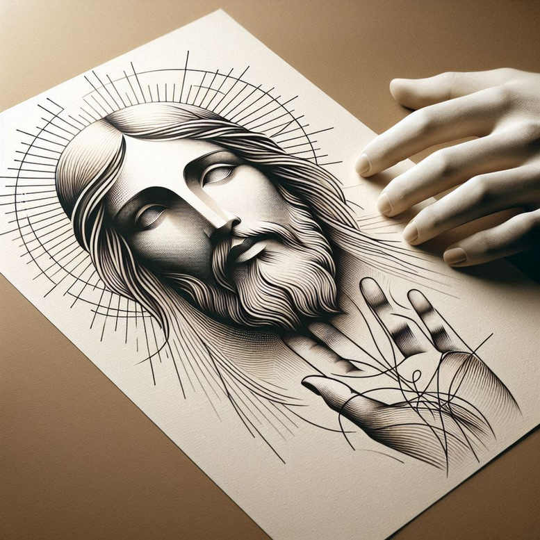 jesus-on-the-cross – tattoo design ideas free ai generated – focal-blur – for-biceps – Gallery: jesus-inkby-ai
