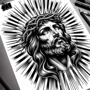 jesus-peace-tattoo – tattoo design ideas free ai generated – ink-realism – for-back-shoulder – Gallery: jesus-inkby-ai