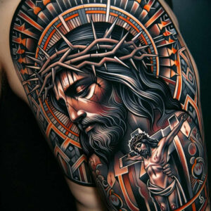 jesus-with-grace – tattoo design ideas free ai generated – high-definition – for-back – Gallery: jesus-inkby-ai
