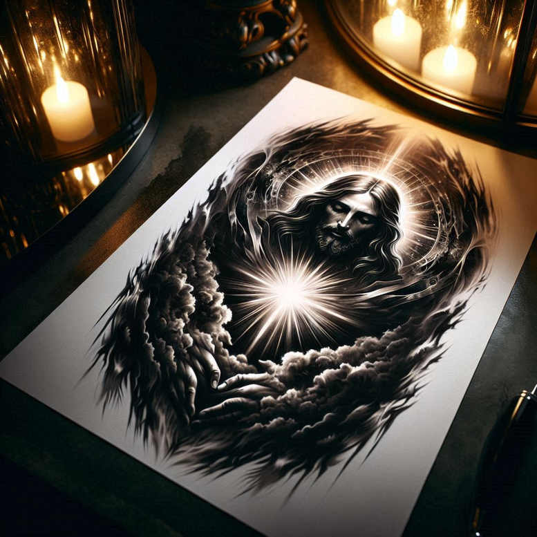 jesus tattoo design ideas Realism realistic perspective divine symbolising perseverance