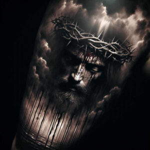jesus tattoo design ideas refined lines holy hands shows courage