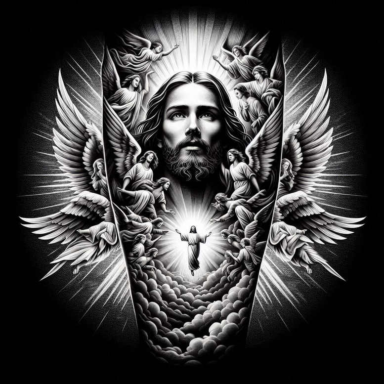 jesus tattoo design ideas sharp focus light for back