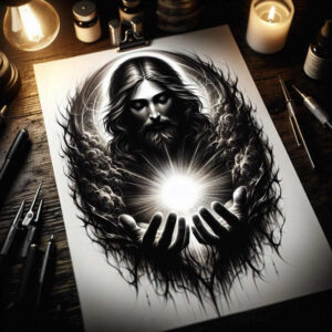 jesus tattoo design ideas Realism realistic proportions peaceful for inner arm