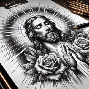 jesus tattoo design ideas naturalistic sacred tattoo resilience and power