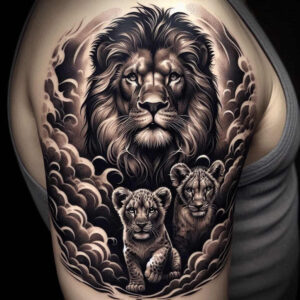 lion-and-pride – tattoo design ideas free ai generated – neotraditional-modern-twist – for-heel – Gallery: lions-inkby-ai