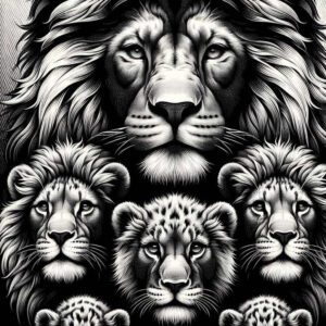 lion-with-open-mouth – tattoo design ideas free ai generated – neotraditional-refined-lines – for-wrist-side – Gallery: lions-inkby-ai