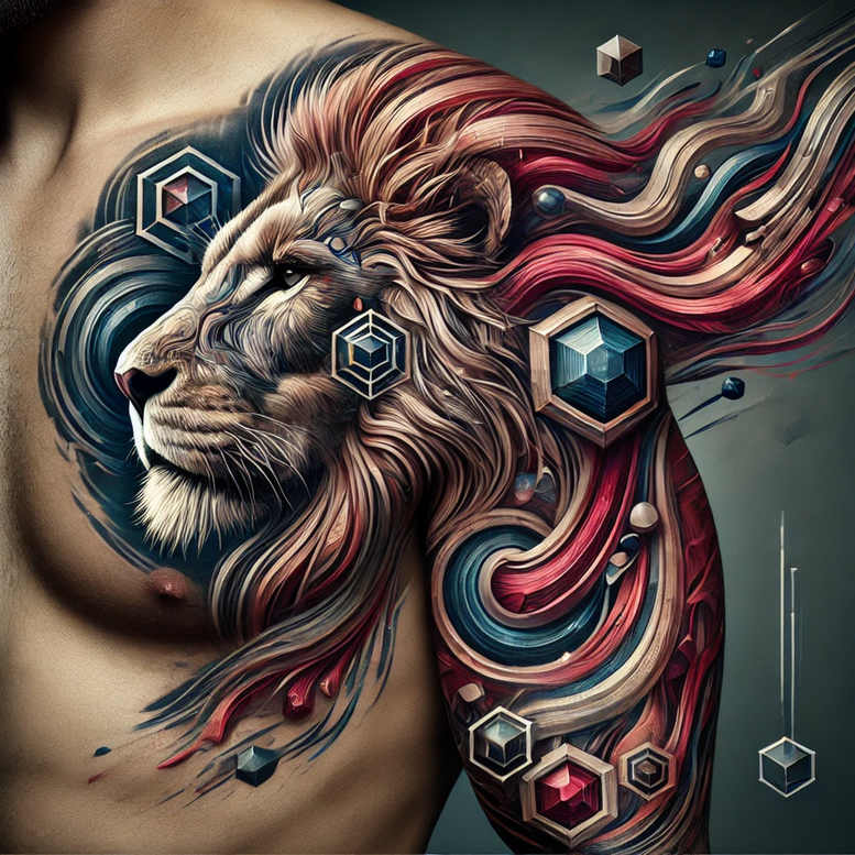 lion-with-paws – tattoo design ideas free ai generated – realism-depth-perception – for-triceps – Gallery: lions-inkby-ai