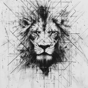 lion-with-stars – tattoo design ideas free ai generated – realism-refined-highlights – for-shoulder-blade – Gallery: lions-inkby-ai