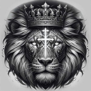 lion-with-symbols – tattoo design ideas free ai generated – surrealism-bizarre – for-ribs – Gallery: lions-inkby-ai