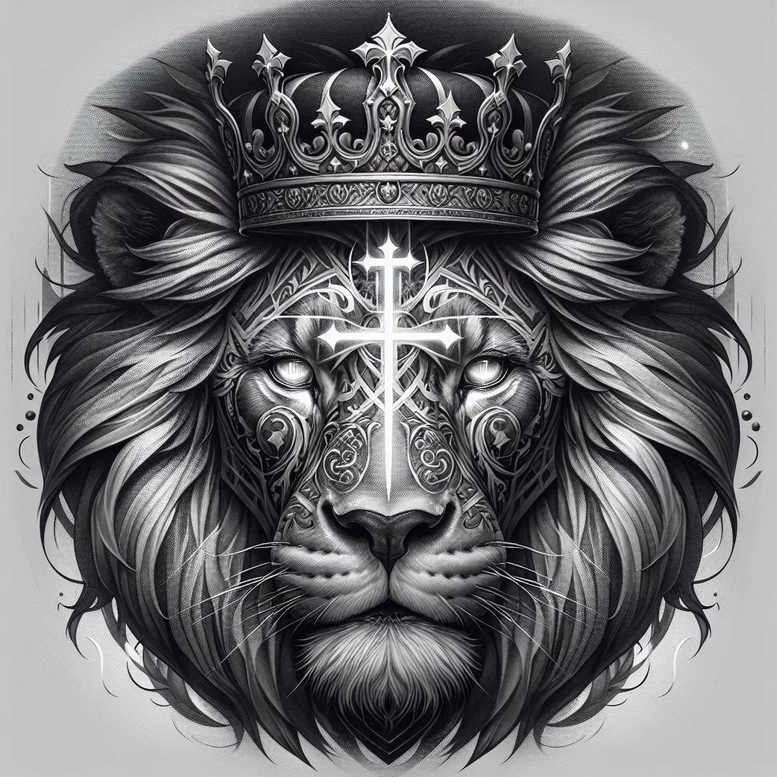 lion-with-symbols – tattoo design ideas free ai generated – surrealism-bizarre – for-ribs – Gallery: lions-inkby-ai