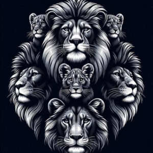 lion-with-tenderness – tattoo design ideas free ai generated – realism-refined-highlights – for-upper-chest – Gallery: lions-inkby-ai