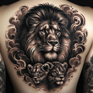 majestic-lion – tattoo design ideas free ai generated – realism-color-precision – for-ankle – Gallery: lions-inkby-ai
