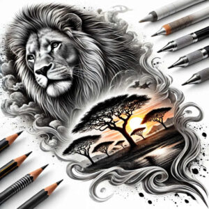 realistic-lion – tattoo design ideas free ai generated – neotraditional-classic-motifs – for-abdomen – Gallery: lions-inkby-ai