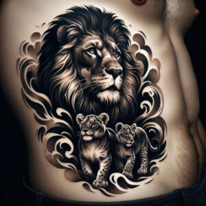 lions tattoo design ideas vintage influence detailed anatomy for back of neck