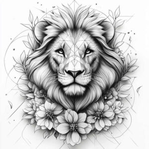 lions tattoo design ideas Surrealism enigmatic detailed face symbol of perseverance