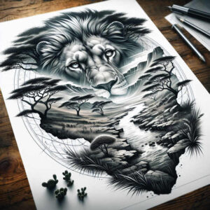 lions tattoo design ideas watercolor-style fierce represents resilience