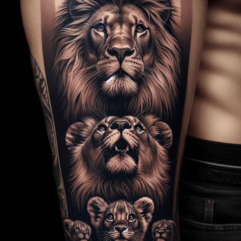 lions tattoo design ideas refined lines majestic for upper thigh