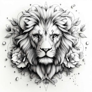tribal-lion – tattoo design ideas free ai generated – neotraditional-refined-lines – for-palm – Gallery: lions-inkby-ai