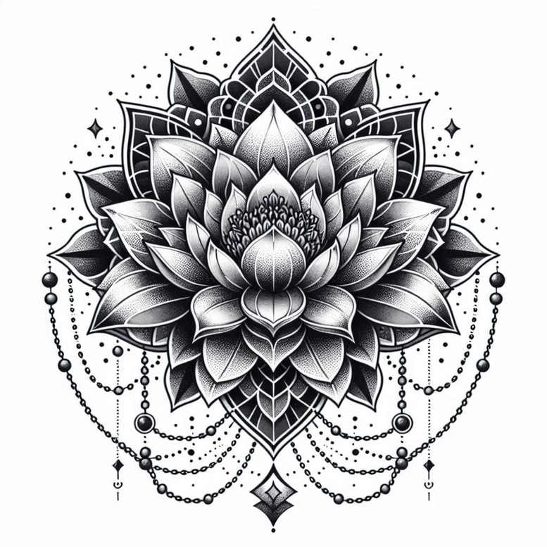 artistic-lotus-pattern-for-men – tattoo design ideas free ai generated – refined-ink – for-abdomen – Gallery: lotuses-inkby-ai