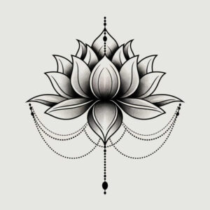 delicate-lotus – tattoo design ideas free ai generated – unembellished – for-thigh – Gallery: lotuses-inkby-ai