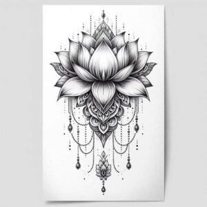 fine-line-lotus – tattoo design ideas free ai generated – airy – for-side – Gallery: lotuses-inkby-ai