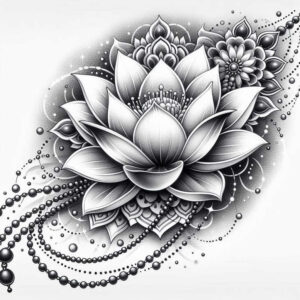 lotus-and-light – tattoo design ideas free ai generated – minimal-texture – for-sternum – Gallery: lotuses-inkby-ai