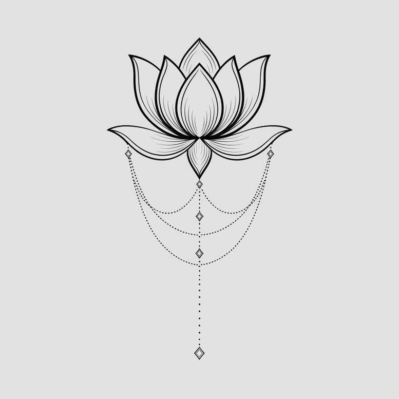 lotus-and-light – tattoo design ideas free ai generated – thin-script – for-side – Gallery: lotuses-inkby-ai