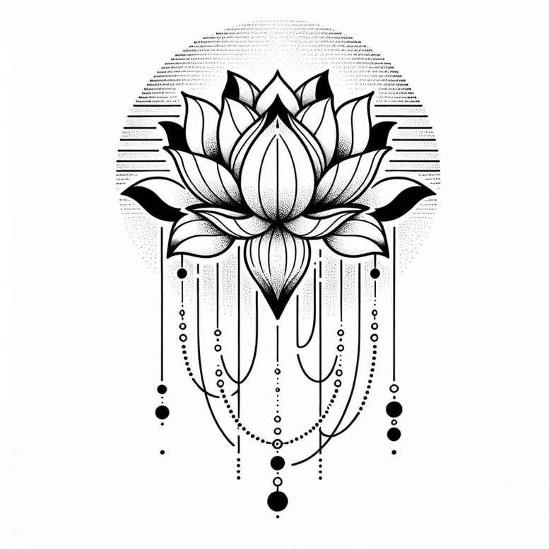 lotus-and-nature – tattoo design ideas free ai generated – unadorned – for-sternum – Gallery: lotuses-inkby-ai