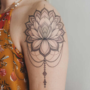 lotus-as-spiritual-symbol – tattoo design ideas free ai generated – modest – for-temple – Gallery: lotuses-inkby-ai