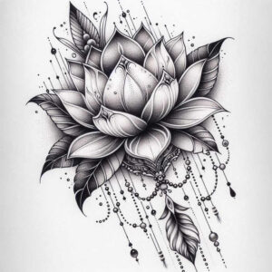lotus-balance-symbol – tattoo design ideas free ai generated – micro-symbol – for-shoulder – Gallery: lotuses-inkby-ai