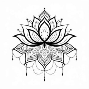 lotus-flower – tattoo design ideas free ai generated – pure-outline – for-inner-arm – Gallery: lotuses-inkby-ai