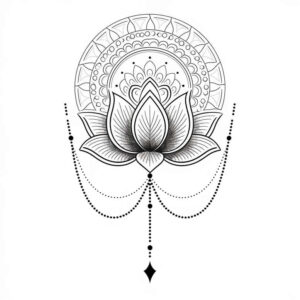 lotus-glow – tattoo design ideas free ai generated – tiny-detail – for-neck – Gallery: lotuses-inkby-ai