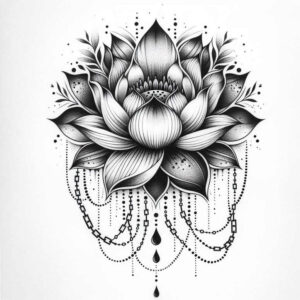 lotus-harmony-symbol – tattoo design ideas free ai generated – diminutive – for-thigh – Gallery: lotuses-inkby-ai