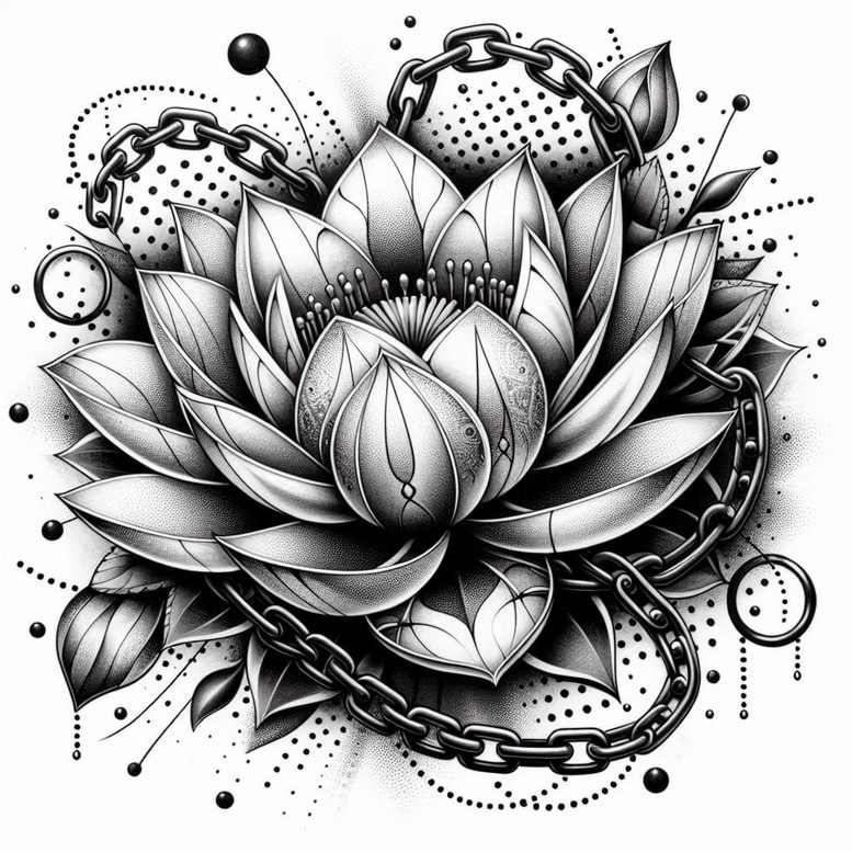 lotus-harmony-symbol – tattoo design ideas free ai generated – discreet-ink – for-upper-thigh – Gallery: lotuses-inkby-ai