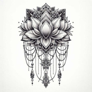 lotus-harmony-symbol – tattoo design ideas free ai generated – silent – for-side-torso – Gallery: lotuses-inkby-ai