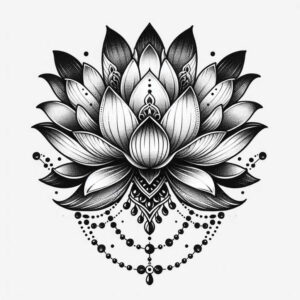 lotus-in-motion – tattoo design ideas free ai generated – concise – for-upper-chest – Gallery: lotuses-inkby-ai