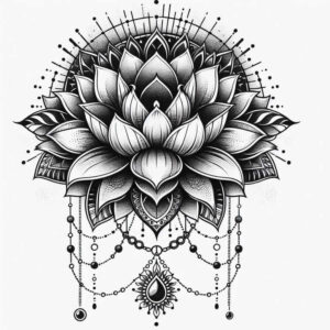 lotus-in-motion – tattoo design ideas free ai generated – symbolic – for-back – Gallery: lotuses-inkby-ai